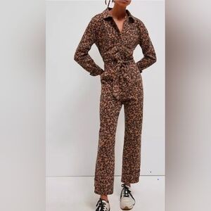 Anthropologie Brown Patterned Jumpsuit